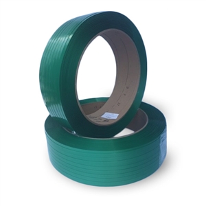 1/2" x .020 Green Polyester Banding 16 x 6" Core 9,000' Smooth /Waxed Finish