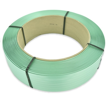 Average Strength 49 lb 1/2 Strap Width Signode 2X2247 Tenax 1/2X022 EMB Embossed Polyester Strapping Coil Weight 625 lb Green Color 